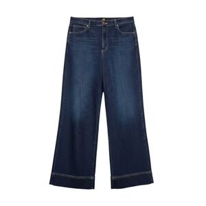 Lee Womens High Rise Wide Leg Jeans Dark Wash Indigo Denim 33x31 Baggy Retro‎